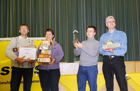 I campioni dell'Europe Masters 2003 sul palco a SPIEL Essen