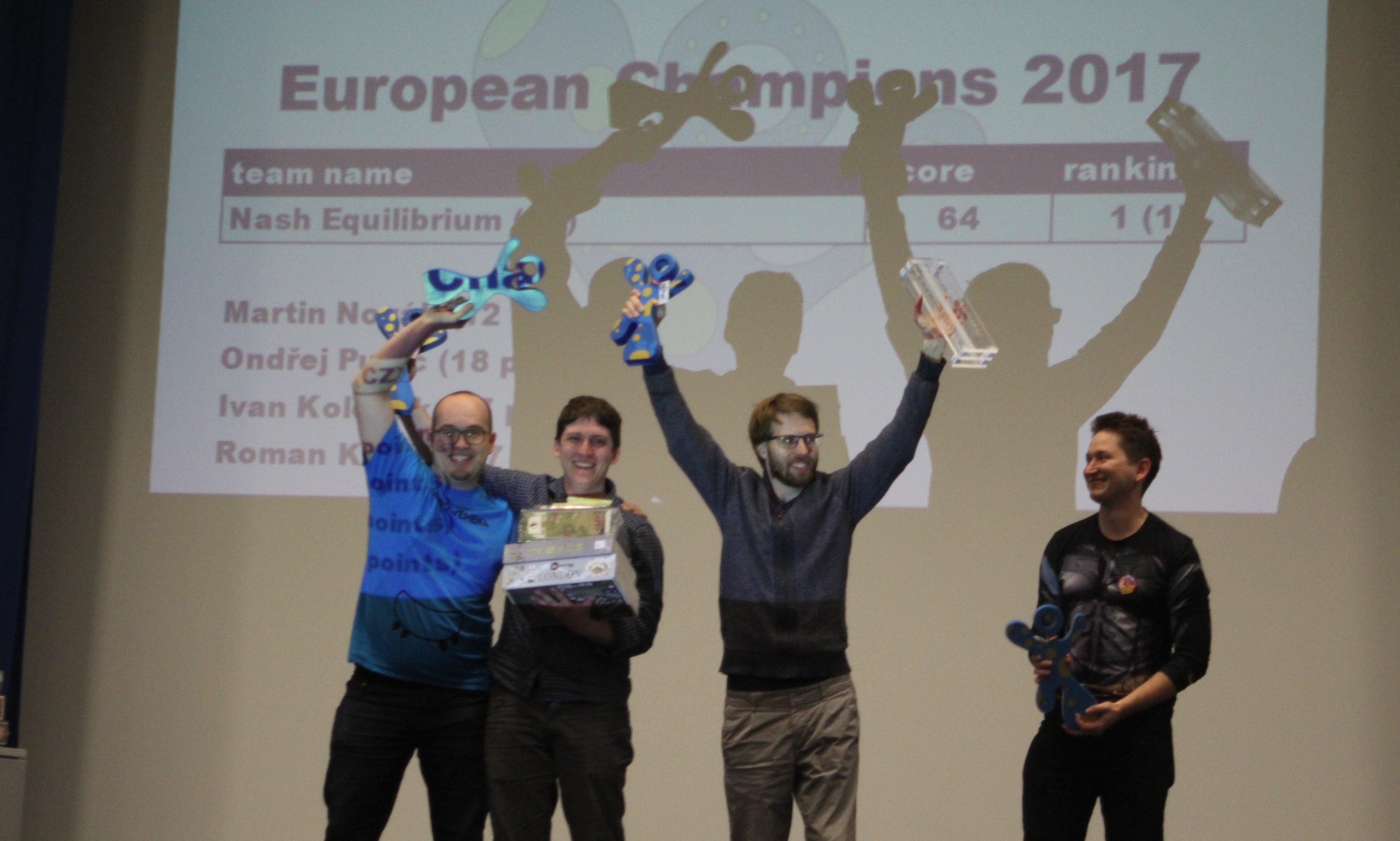 La squadra ceca Nash Equilibrium festeggia la vittoria agli Europe Masters 2017