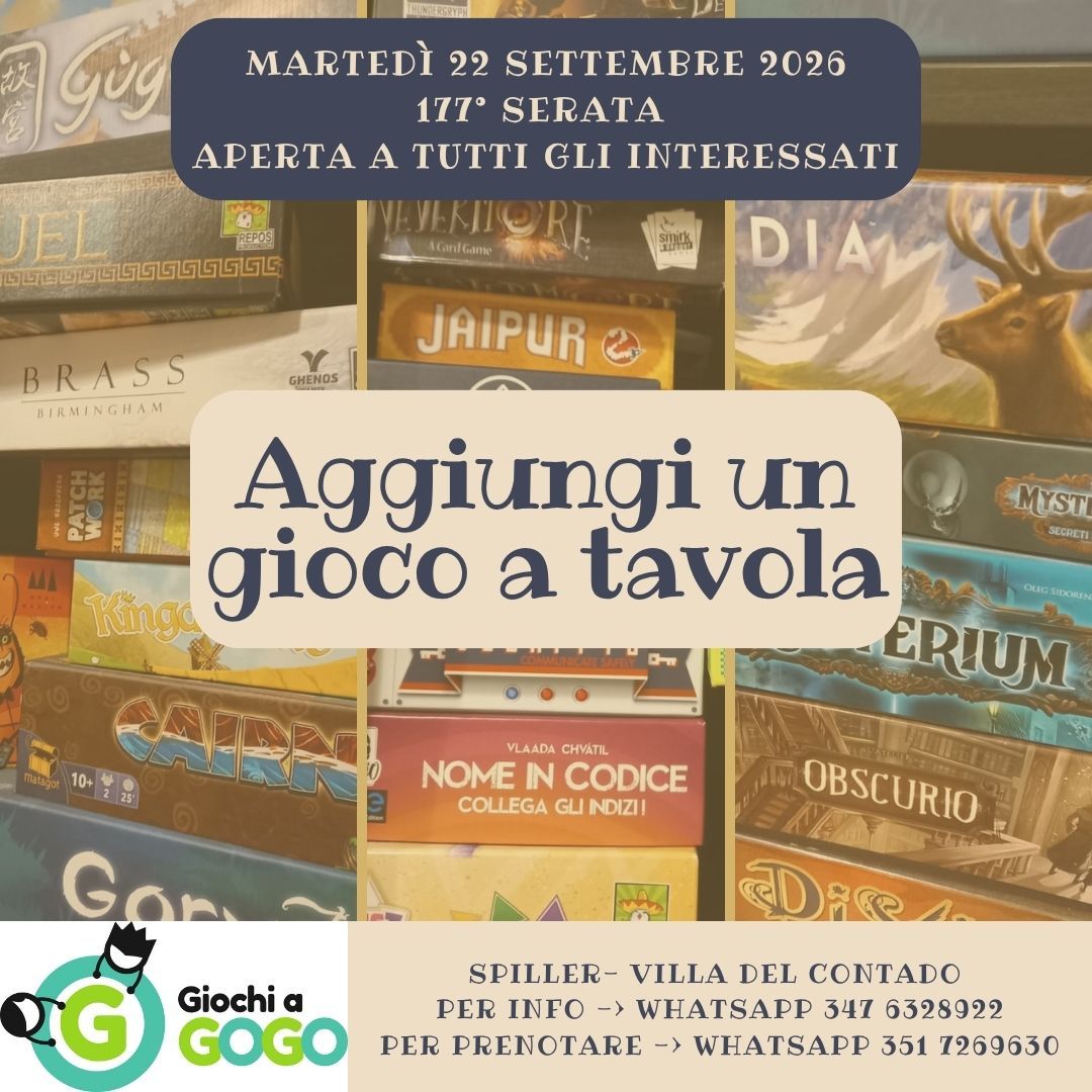Aggiungi un gioco a tavola - 177° 22.09.2026